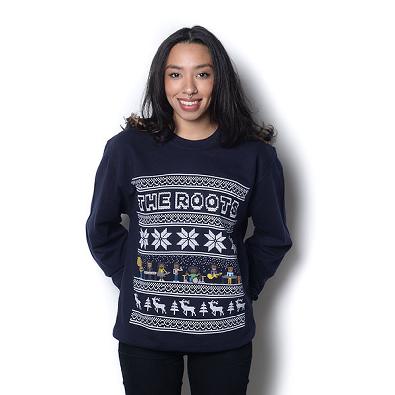 hip hop ugly christmas sweaters, roots crew holiday sweater